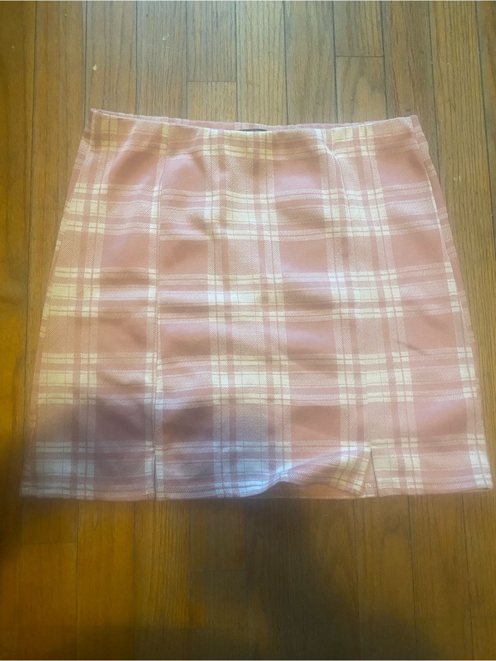 Pink Plaid Mini Skirt - Classic Straight Silhouette